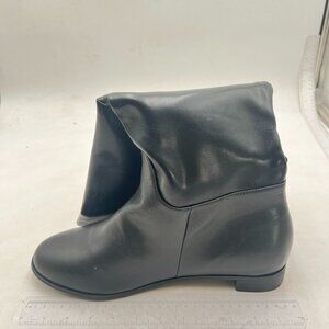 Women Almond Toe Knee High Boots with Partial Zipper Stretchy Cold Black Shoes